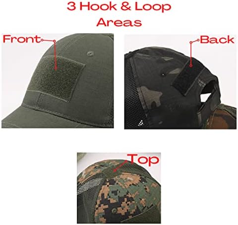 כובע טלאי טקטי בסגנון צבאי בסגנון צבאי עם רצועה מתכווננת | נושם ושוני